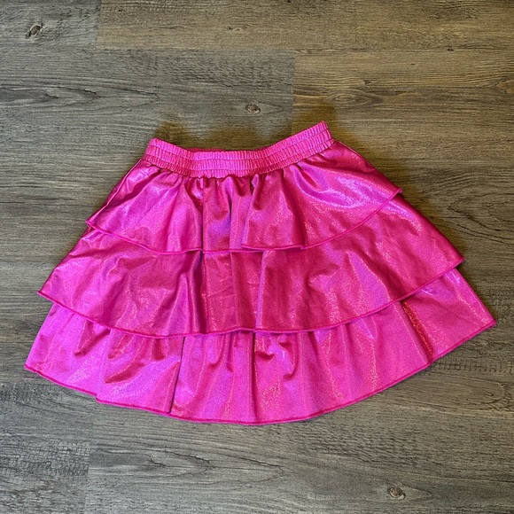 None Other - Sparkling Pink Layered Kids Skirt